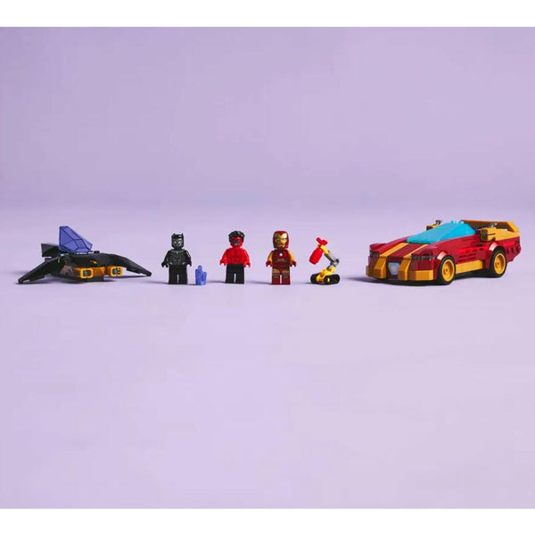Lego Marvel Iron Man Car & Black Panther vs. Red Hulk