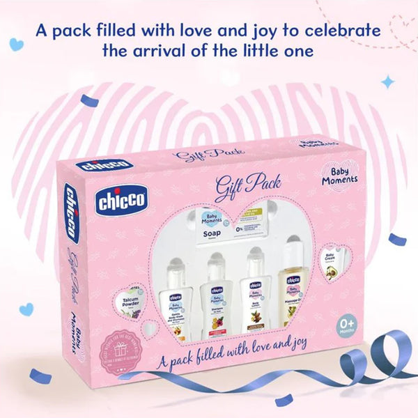 Chicco Baby Caring New Born Gift For Baby Shower & Baby Birthday, Pack of 7 - Pink