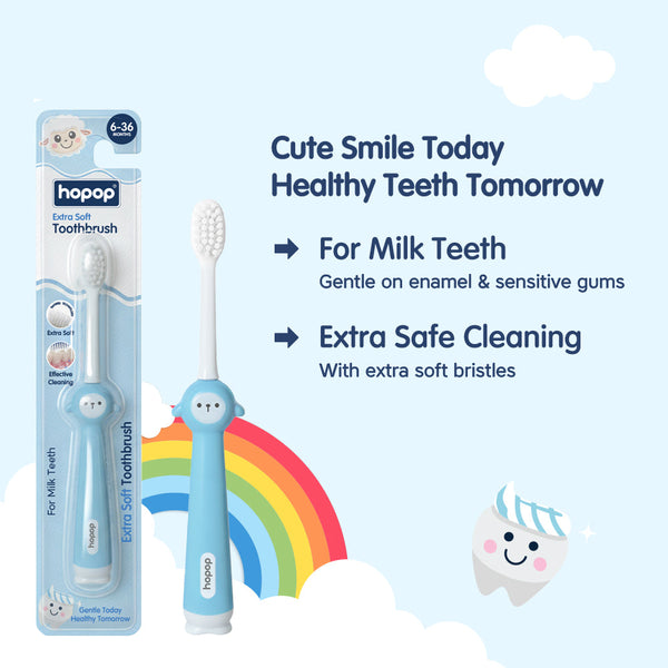 Hopop Soft Baby Toothbrush for Infants & Toddlers (6–36 Months) - Lama Design - Dezine Kids