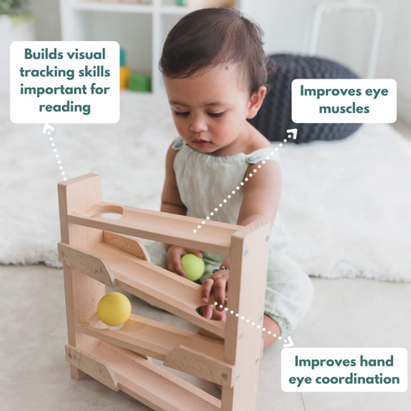 Curious Cub Wooden Ball Tracker Montessori Inspired Educational Ramp Toy - Dezine Kids