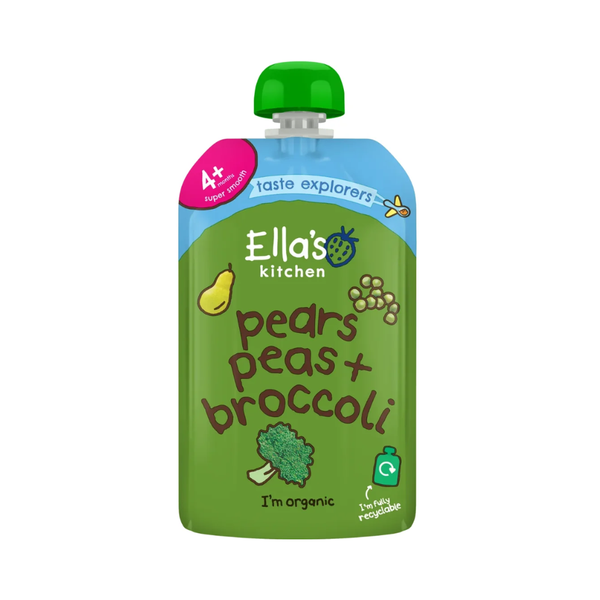 Ellas Kitchen Baby Puree Pouch, 4+ months 120g - Pears, Peas & Broccoli - Dezine Kids