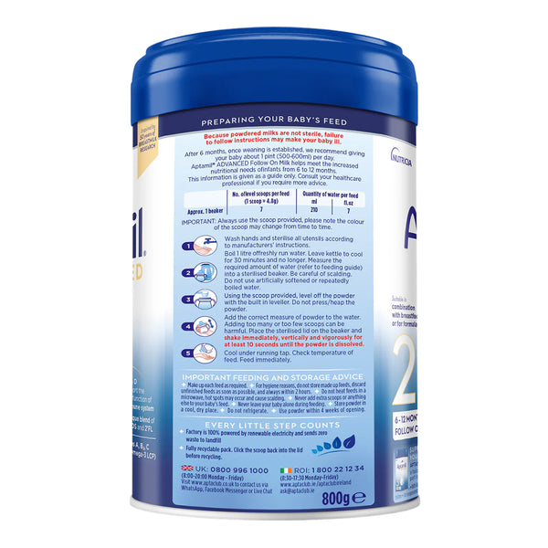 Aptamil Advanced Follow On Milk Formula Stage 2, 6-12 Months 800g - Dezine Kids