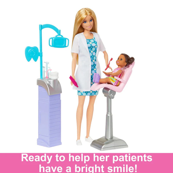 Barbie Careers Blonde Hair Dentist Doll and Playset with Accessories Medical Doctor Set for Kids