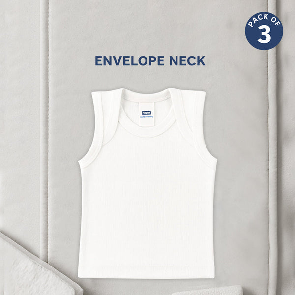 Infant sleeveless vest set – 3 pack envelope neck cotton baby vests