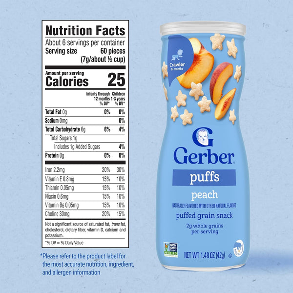 Gerber Puffs for Crawlers, 8+ months - Peach