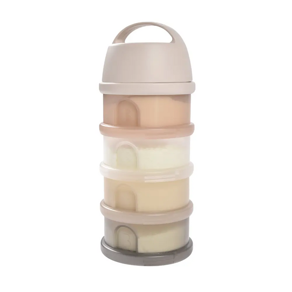 Beaba Stacked Formula Container, Airtight Multifunctional Storage Container, 4 Interchangeable Compartments, Microwave Safe - Clay