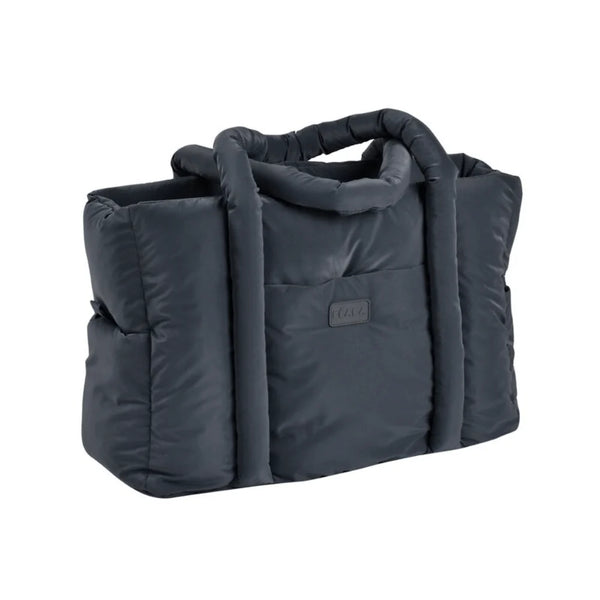 Beaba Paris Puffer Baby Diaper Bag with Large Capacity, Multi Pocket Organizer with Changing Pad, Insulated Bottle Pouch & Stroller Clips - Mineral Grey