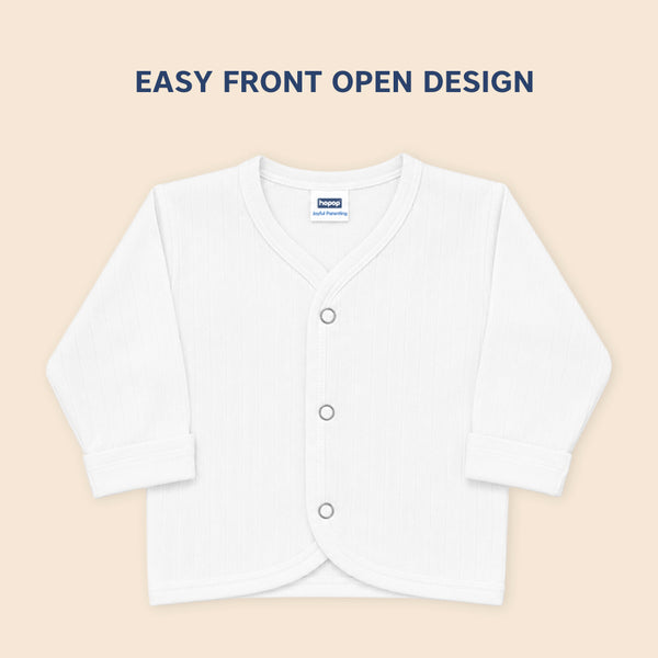 Hopop Baby 100% Cotton Soft & Warm Front Open Thermal Full Sleeves Vest