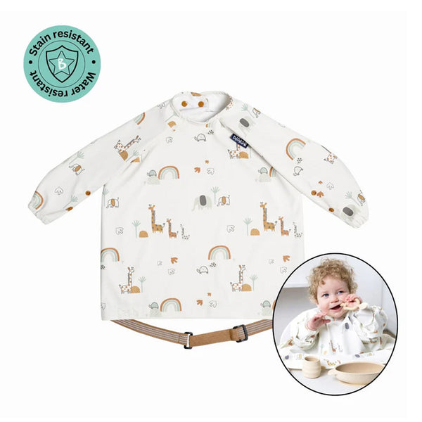Bibado Long Sleeve Coverall Weaning Bib - Serengeti White