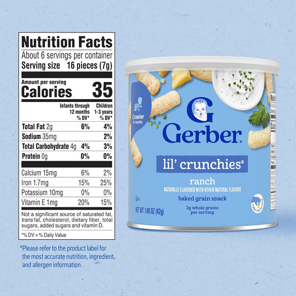 Gerber Lil Crunchies for Crawlers, 8+ months - Ranch