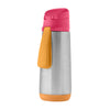 B.Box Insulated Sport Spout Drink Water Bottle 500 ml - Strawberry Shake Pink Orange