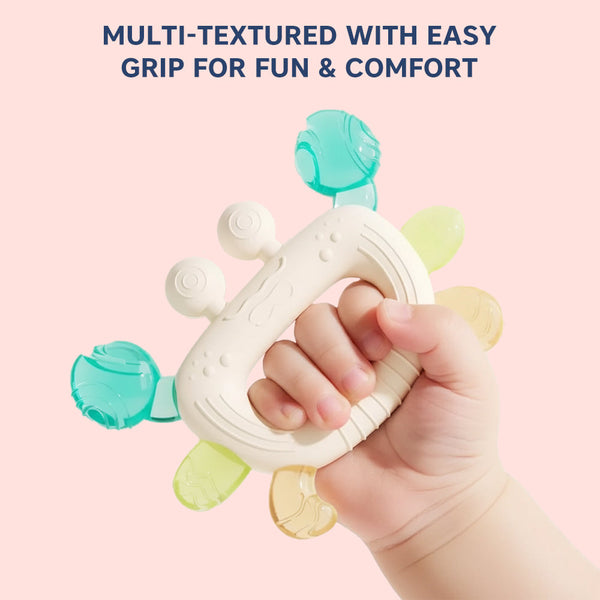 Hopop Silicone Baby Teether | Sensory Chew Toy for Gum Relief | Pack of 1- Assorted - Dezine Kids