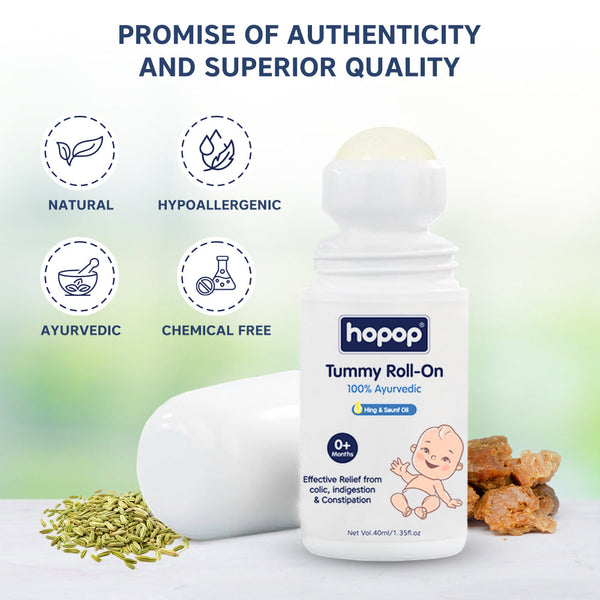 Hopop Tummy Roll On for Baby Colic Relief, Constipation & Indigestion - 40ml - Dezine Kids