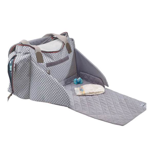 Beaba Sydney II Changing Baby Diaper Bag - Grey & Coral