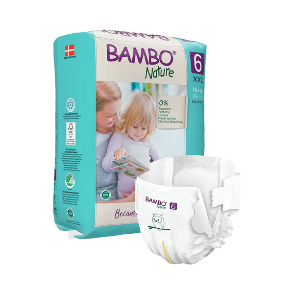 Bambo Nature Tape Diapers, Size 6, XXL Size (16+ Kgs) 20pcs - Dezine Kids