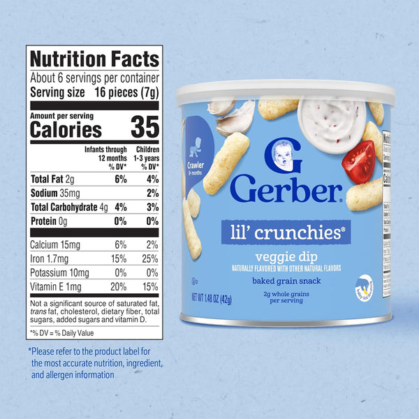 Gerber Lil Crunchies for Crawlers, 8+ months - Veggie Dip