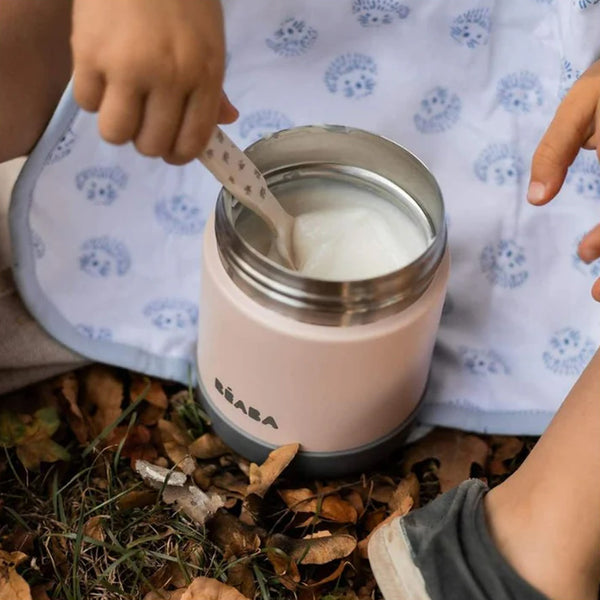 Beaba Stainless Steel Insulated Food Jar, Isothermal Portion 500 ml - Light Pink/Night Blue