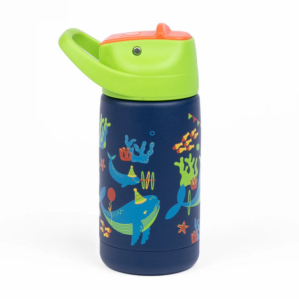 Kicups Little Cup Stainless Steel Insulated Straw Bottle with Slider Lid 350ml - Fin Fiesta