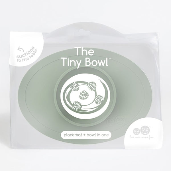EzPz Tiny Bowl 100% Food Grade Silicone Suction Bowl Non Slip & Microwave Safe - Olive