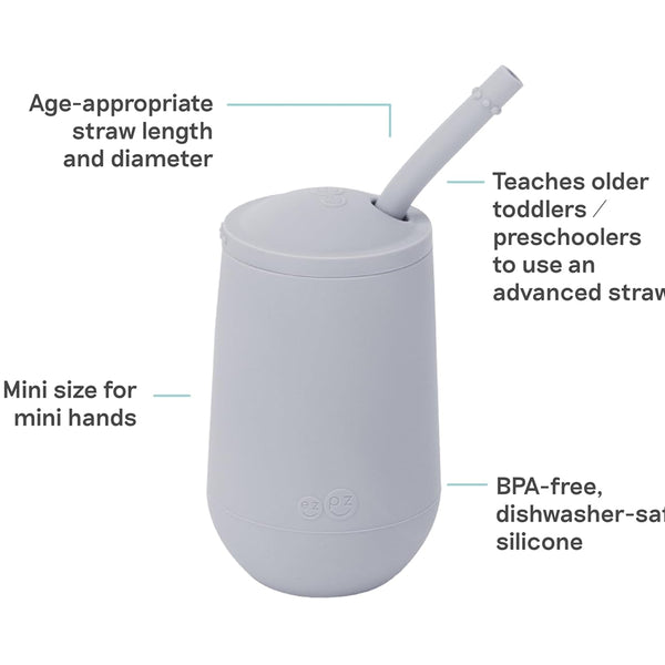 EzPz Happy Cup + Straw Training System for Toddlers - Pewter - Dezine Kids