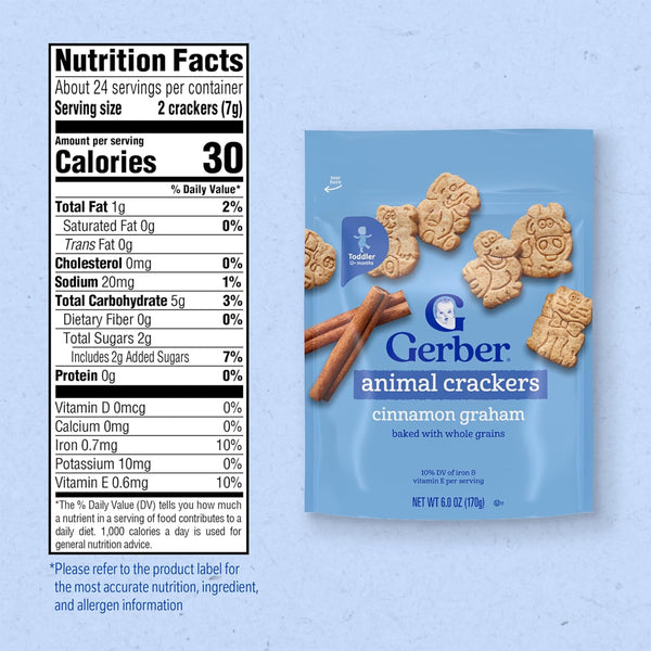 Gerber Animal Crackers for Toddlers, 12+ months - Cinnamon Graham
