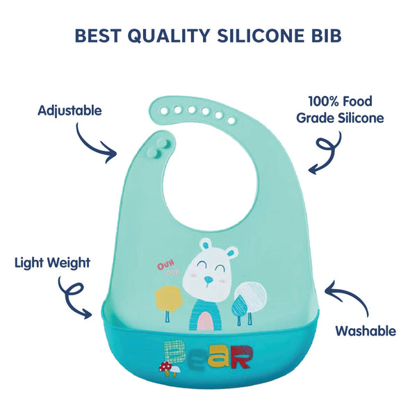 Hopop Easy Clean Crumb Food Catcher Silicone Bib - Dezine Kids