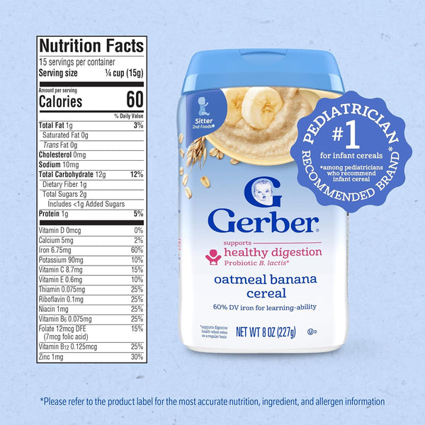 Gerber Cereal for Sitters, 6+ months - Oatmeal Banana