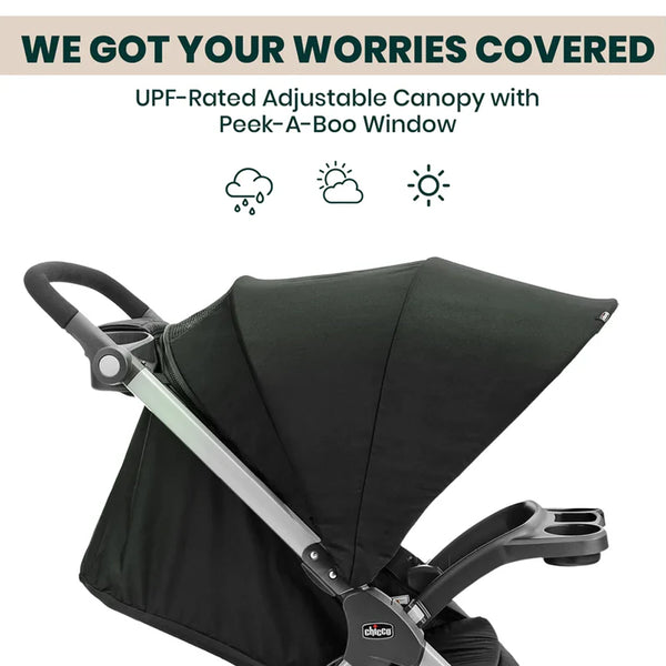 Chicco Bravo Quick Fold Baby Stroller Pram for 0 to 4Y (Upto 22 Kg) - Black