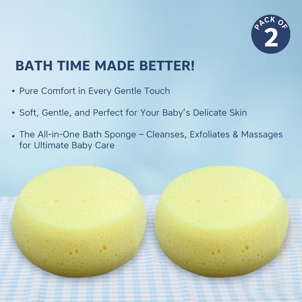 Hopop Soft & Gentle Baby Bath Sponge – Pack of 2 - Dezine Kids