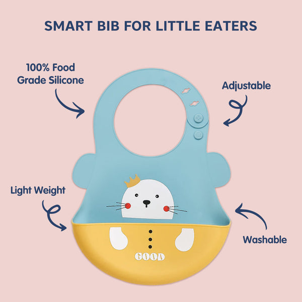 Hopop Easy Clean Crumb Catcher Silicone Bib - Dezine Kids