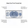 EzPz First Foods Set 100% Food Grade Silicone Baby & Toddler Suction Bowl with Built In Placemat - Indigo - Dezine Kids