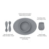 EzPz First Foods Set 100% Food Grade Silicone Baby & Toddler Suction Bowl with Built In Placemat - Grey