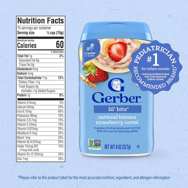 Gerber Cereal for Crawlers, 8+ months - Oatmeal Banana Strawberry