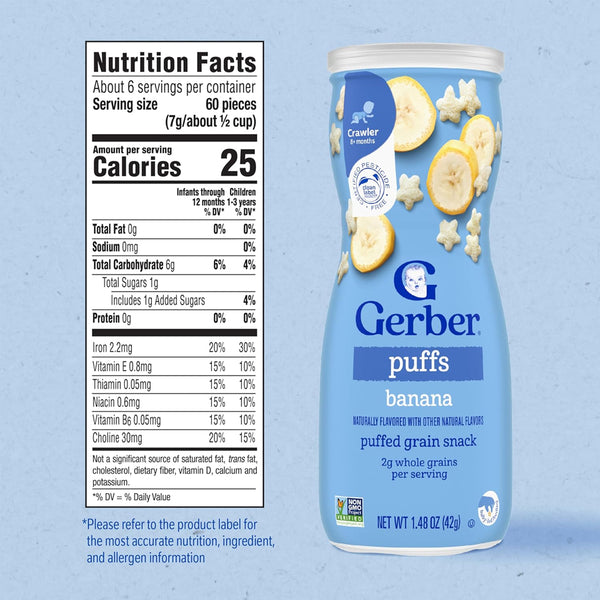 Gerber Puffs for Crawlers, 8+ months - Banana