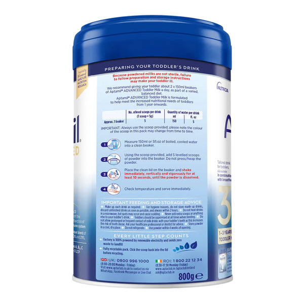 Aptamil Advanced Toddler Milk Formula Stage 3, 1-3 Years 800g - Dezine Kids