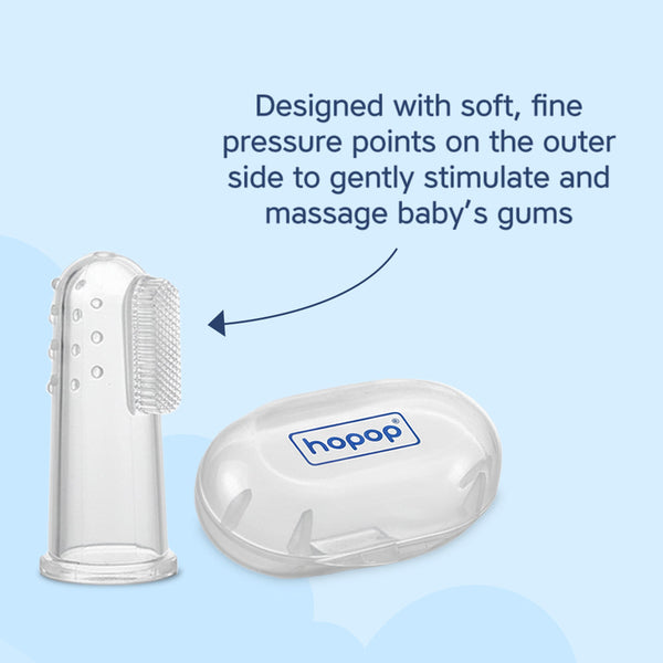 Hopop Silicone Baby Finger Toothbrush with Case -Pack of 2 - Dezine Kids