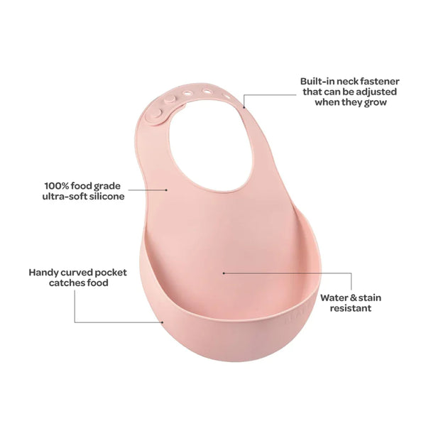 Beaba Silicone Bib - Pink - Dezine Kids