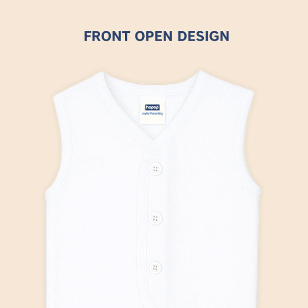 Hopop Front Open Sleeveless Cotton Vest for Babies - Dezine Kids