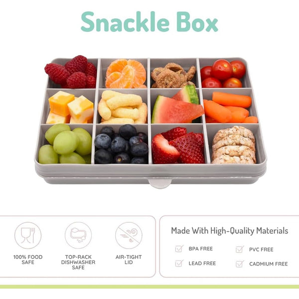 Melii Snackle Box, Food Jar 12 Compartments BPA Free - Grey