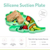 Melii 100% Food Grade Silicone Plate Suction Base With Divided Sections - Dinosaur
