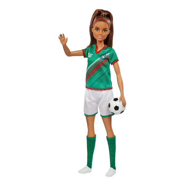 Barbie Soccer Doll, Brunette, #16 Uniform, Soccer Ball, Cleats, Socks