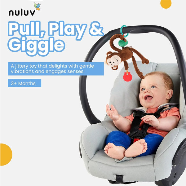 Nuluv Jittery Baby Toy, Vibrating Plush with Soft Fabric - Monkey