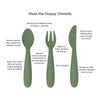 EzPz Happy Utensils for Toddlers(Spoon, Fork & Knife) - Olive