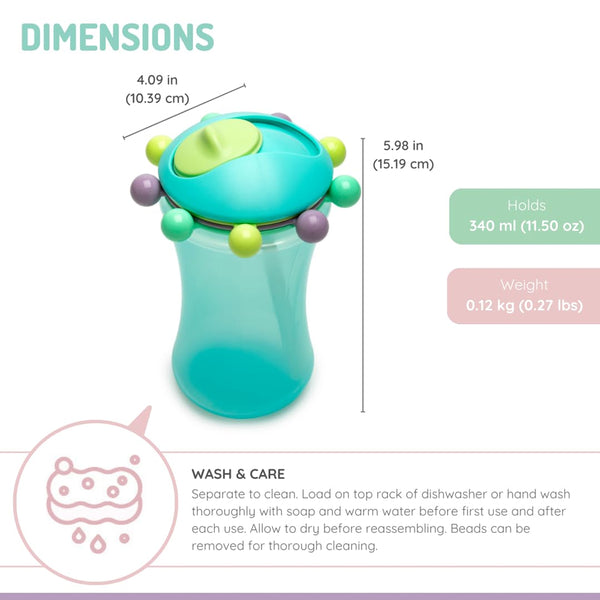 Melii Abacus Sippy Cup With Flip Top Doubles as a Toy, 340 ml - Blue