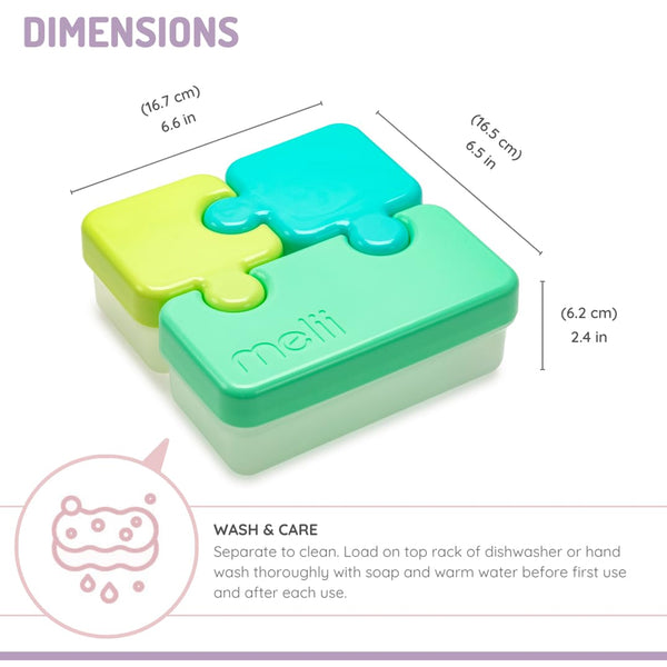 Melii Puzzle Container Airtight & Leakproof Microwave, Freezer & Dishwasher Safe - Lime, Mint & Blue