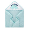Hudson Baby Animal Face Cotton Hooded Towel, Size 30in x 30in - Turquoise Dinno