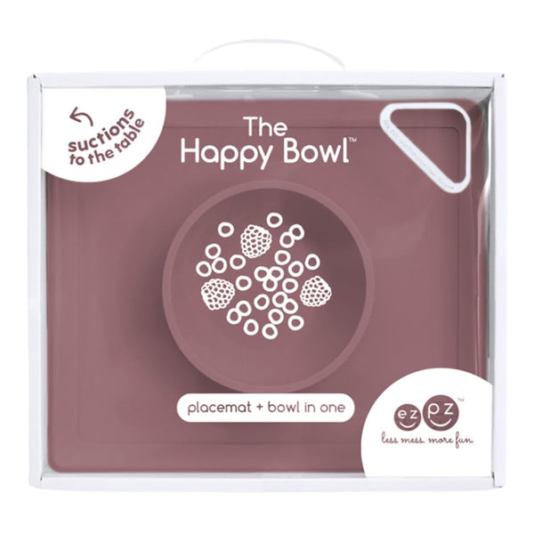 EzPz Happy Bowl 100% Food Grade Silicone Suction Bowl with Built In Placemat - Mauve