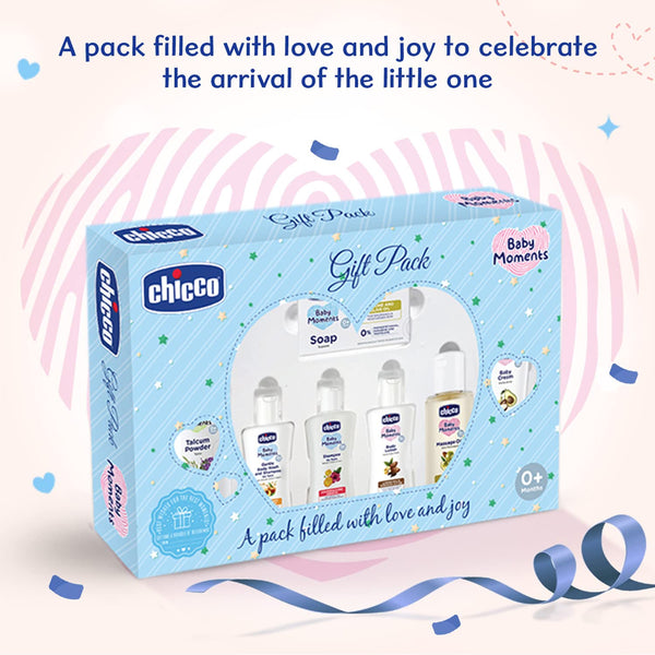 Chicco Baby Caring New Born Gift For Baby Shower & Baby Birthday, Pack of 7 - Blue