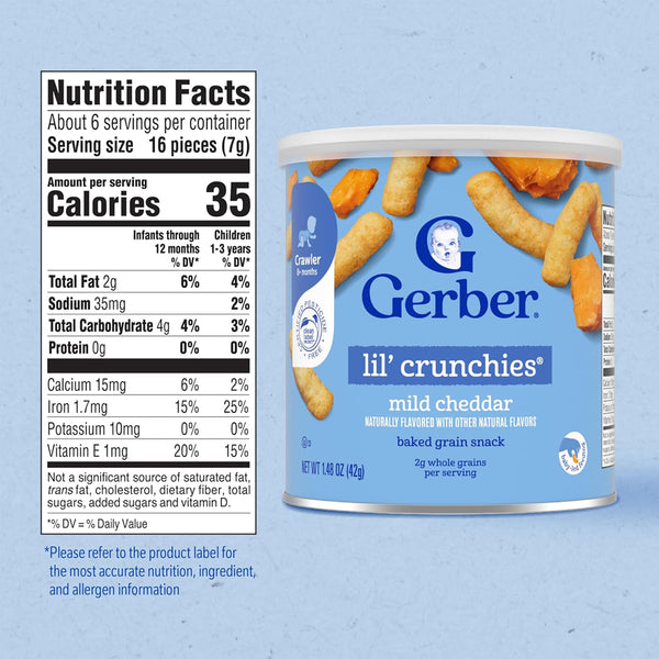 Gerber Lil Crunchies for Crawlers, 8+ months - Mild Cheddar
