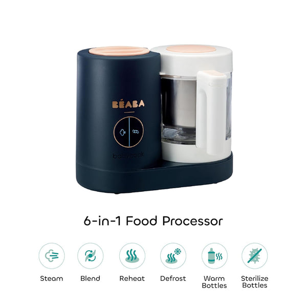 Beaba Babycook Neo 6 In 1 Baby Food Processor, Portable Baby Food Cooker, Puree Maker and Warmer - Night Blue